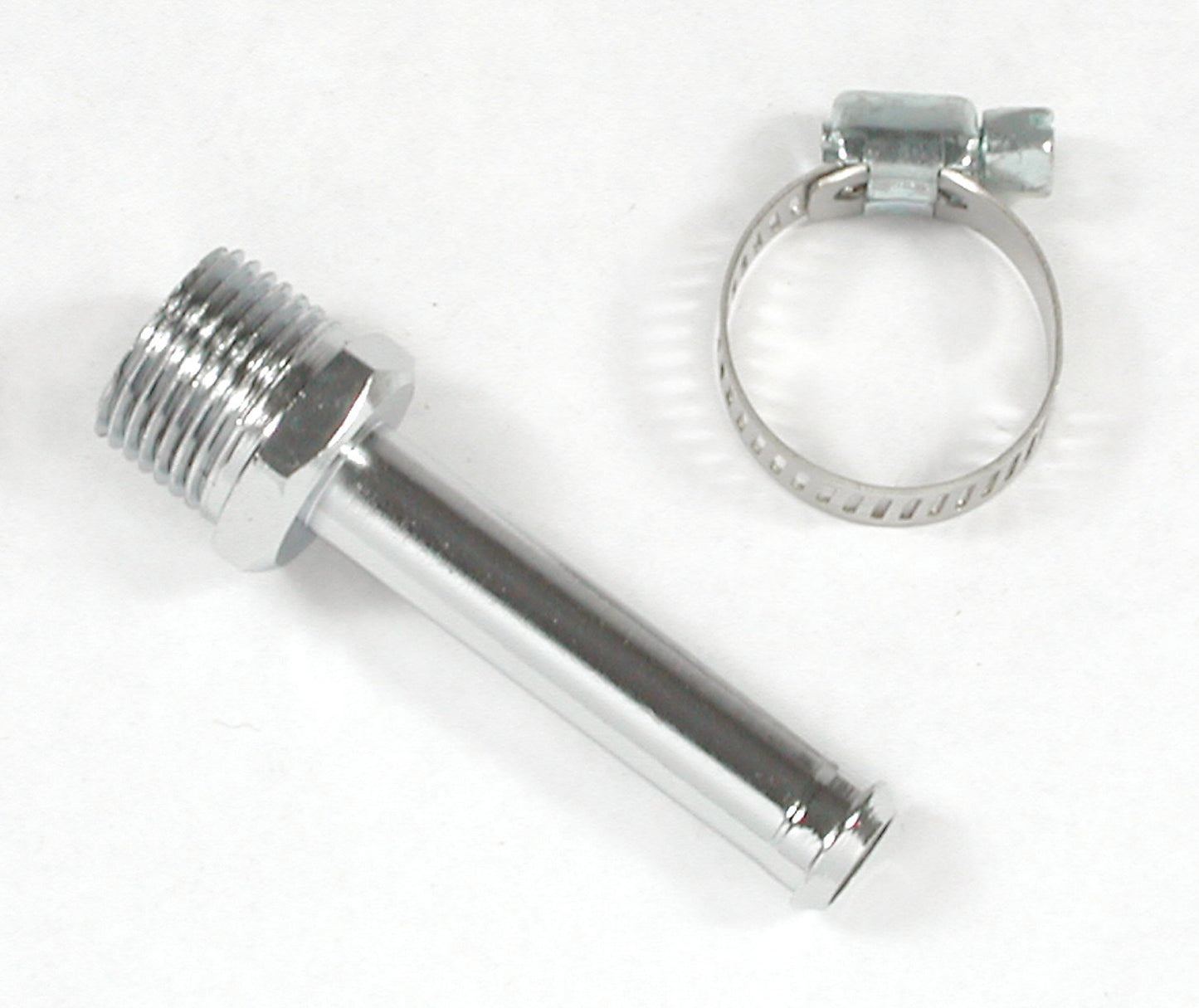 Fuel Line Fitting - 3/8" NPT to 3/8" Hose Barb - Straight - Chrome 2969G