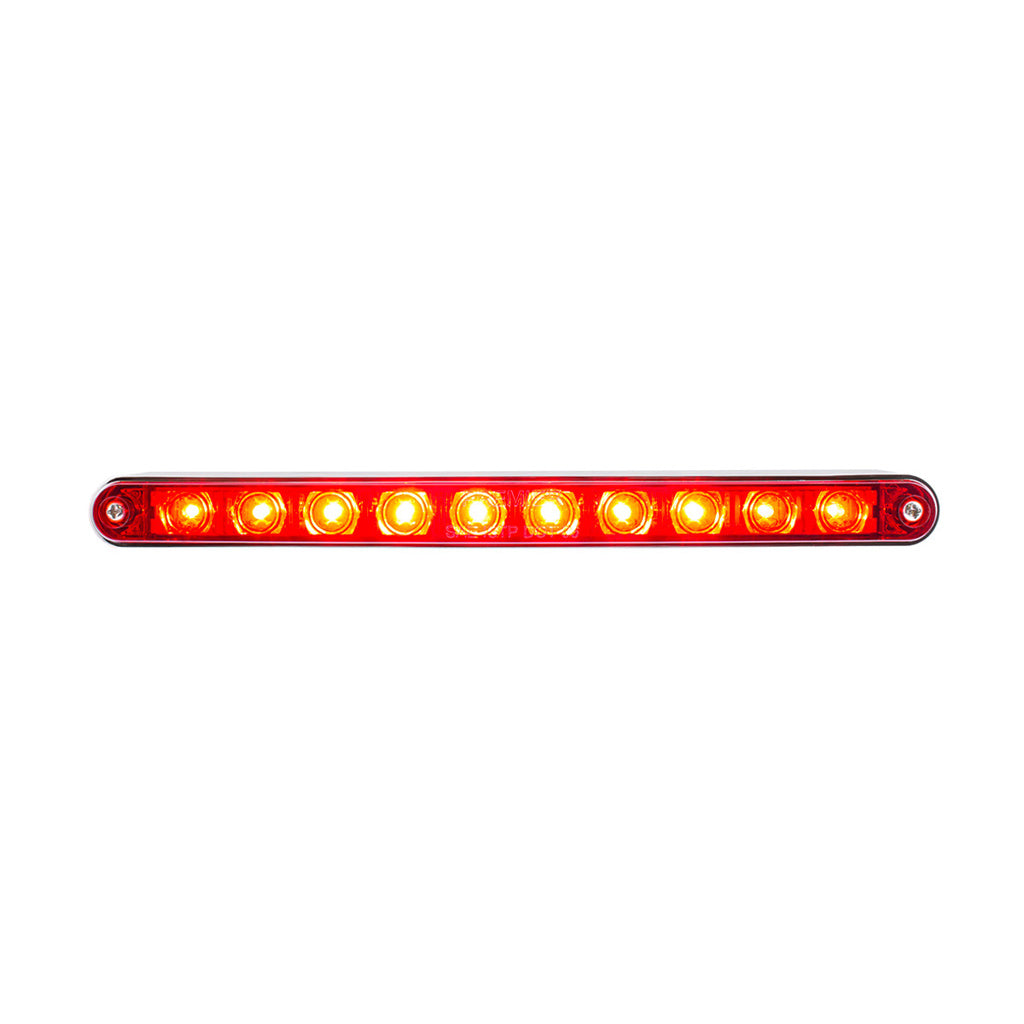 9" 10 LED Split Turn Funtion Light Bar with Bezel - Red LED/Red Lens