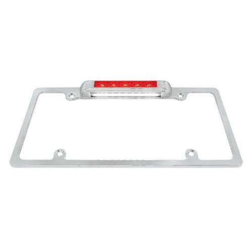CHROME LICENSE PLATE WITH RED LED BRAKE LIGHT