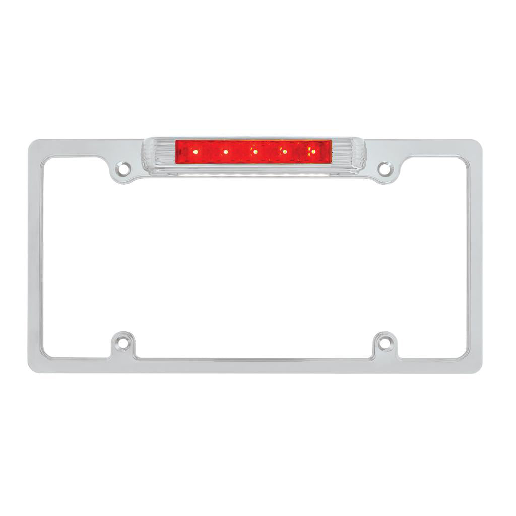 CHROME LICENSE PLATE WITH RED LED BRAKE LIGHT
