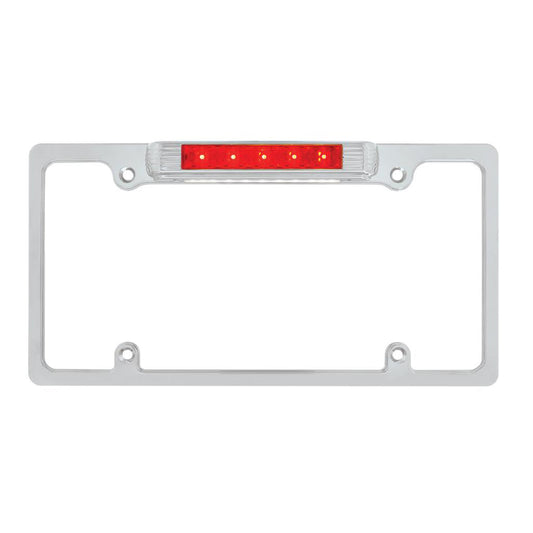 CHROME LICENSE PLATE WITH RED LED BRAKE LIGHT