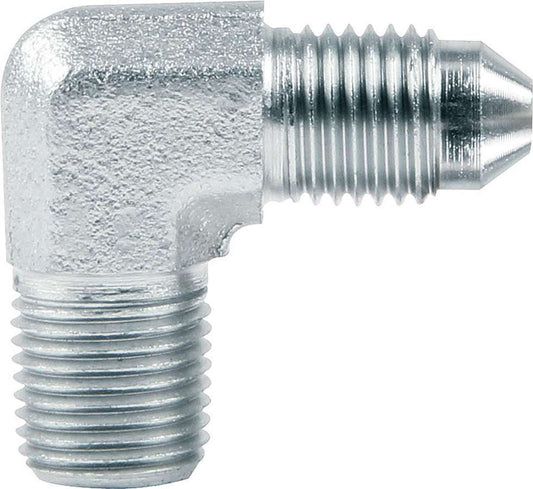 ALL50018 Fitting, Adapter, 90 Degree, 3 AN Male to 1/8 in NPT Male, Steel, Zinc Oxide, Each