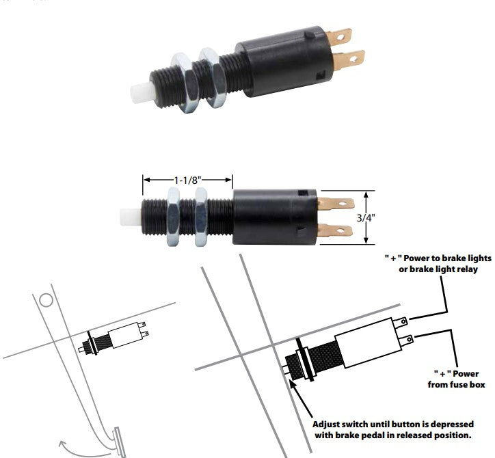 Allstar Performance ALL76253 Plunger Brake Light Switch OE Style