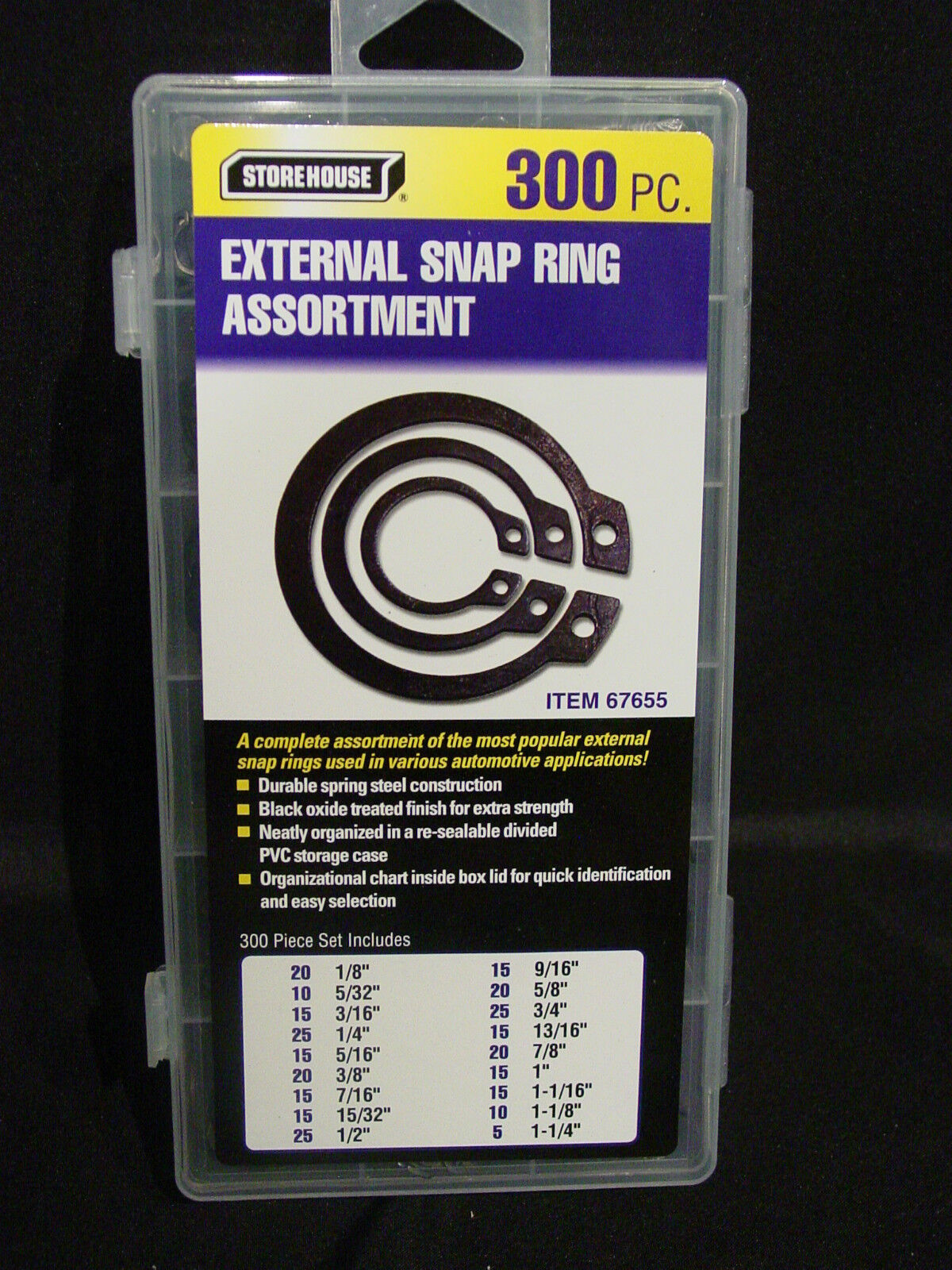 300 PC EXTERNAL SNAP RING ASSORTMENT