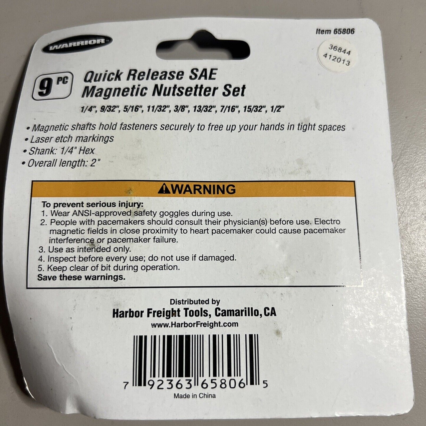 9 Pc. Quick Release Magnetic SAE Nut Setter Set