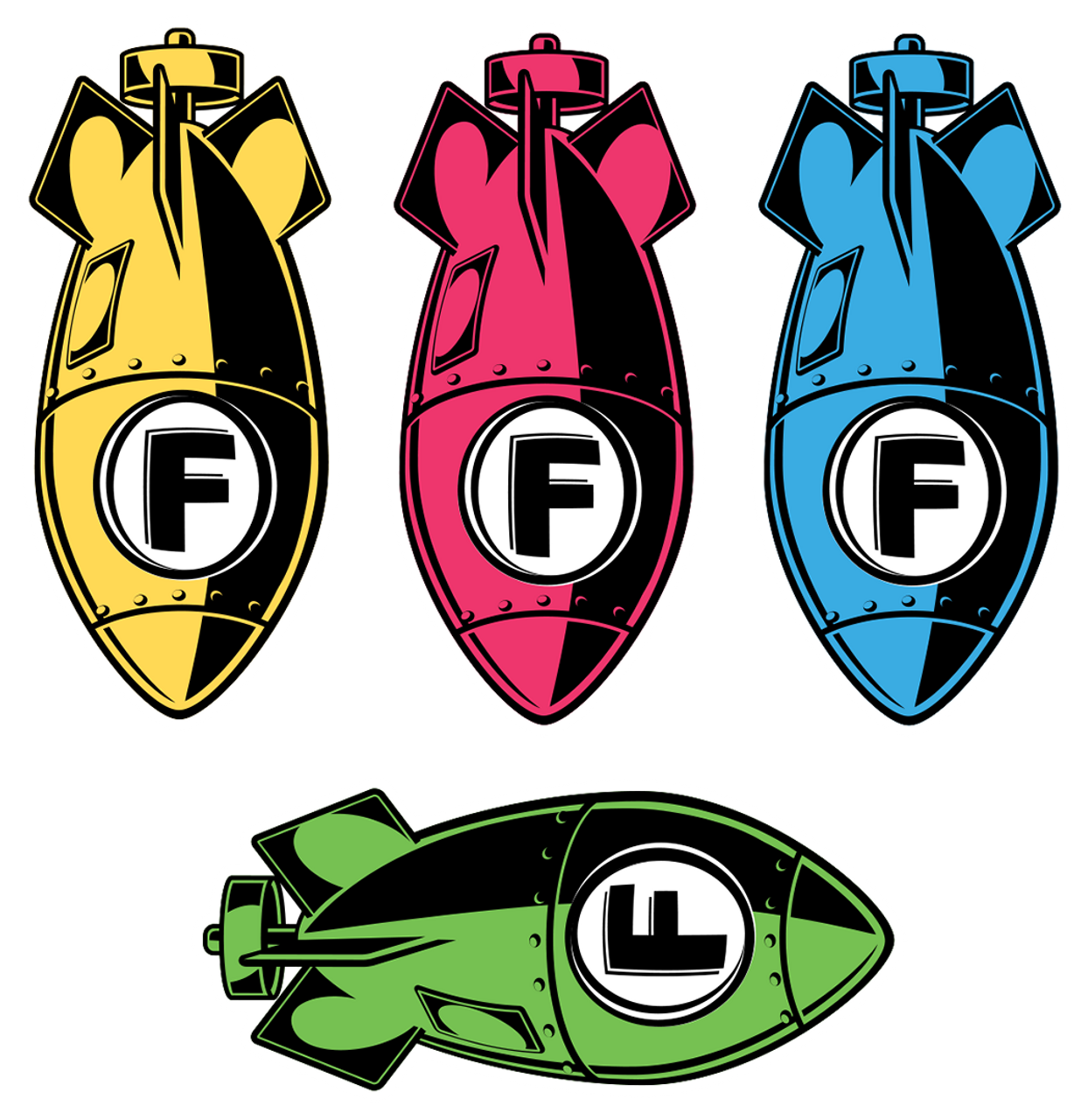 4 F Bombs Dropping Gloss Sticker