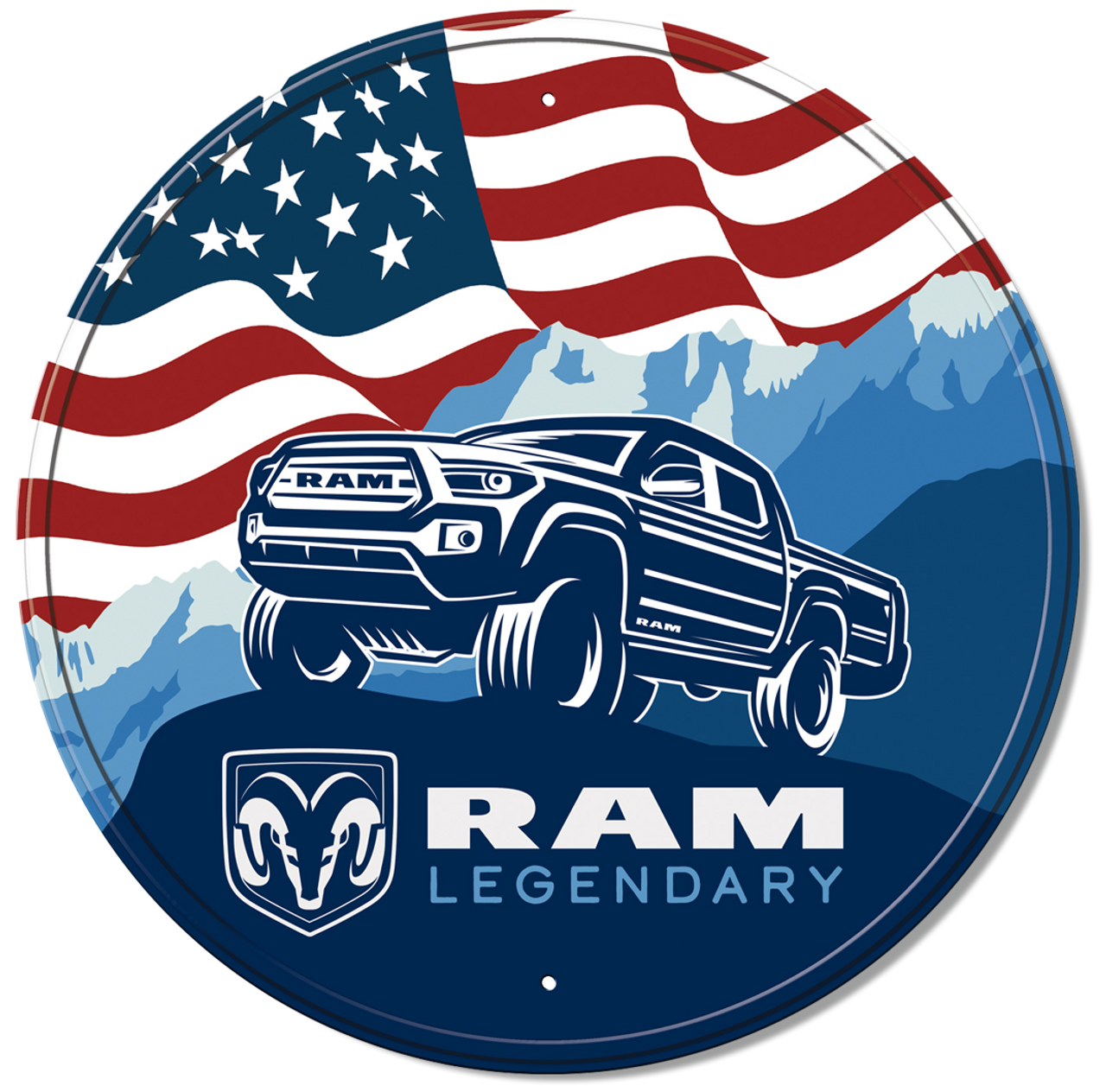 Ram Legend - Round Fully Embossed Steel