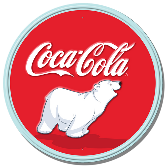 Coke - Bear Cub - Round Fully Embossed Steel