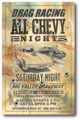 All Chevy Racing Embossed Metal Poster Ruckus Sign