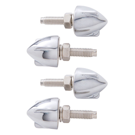 4-Pack of Chrome 3-Wing Bullet Style License Plate Fasteners