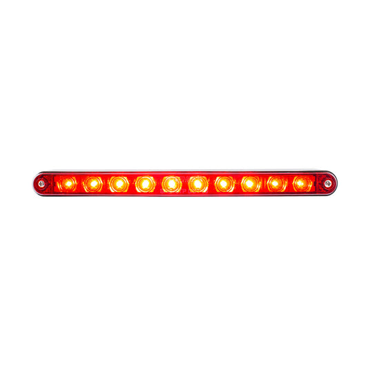 9" 10 LED Split Turn Funtion Light Bar with Bezel - Red LED/Red Lens