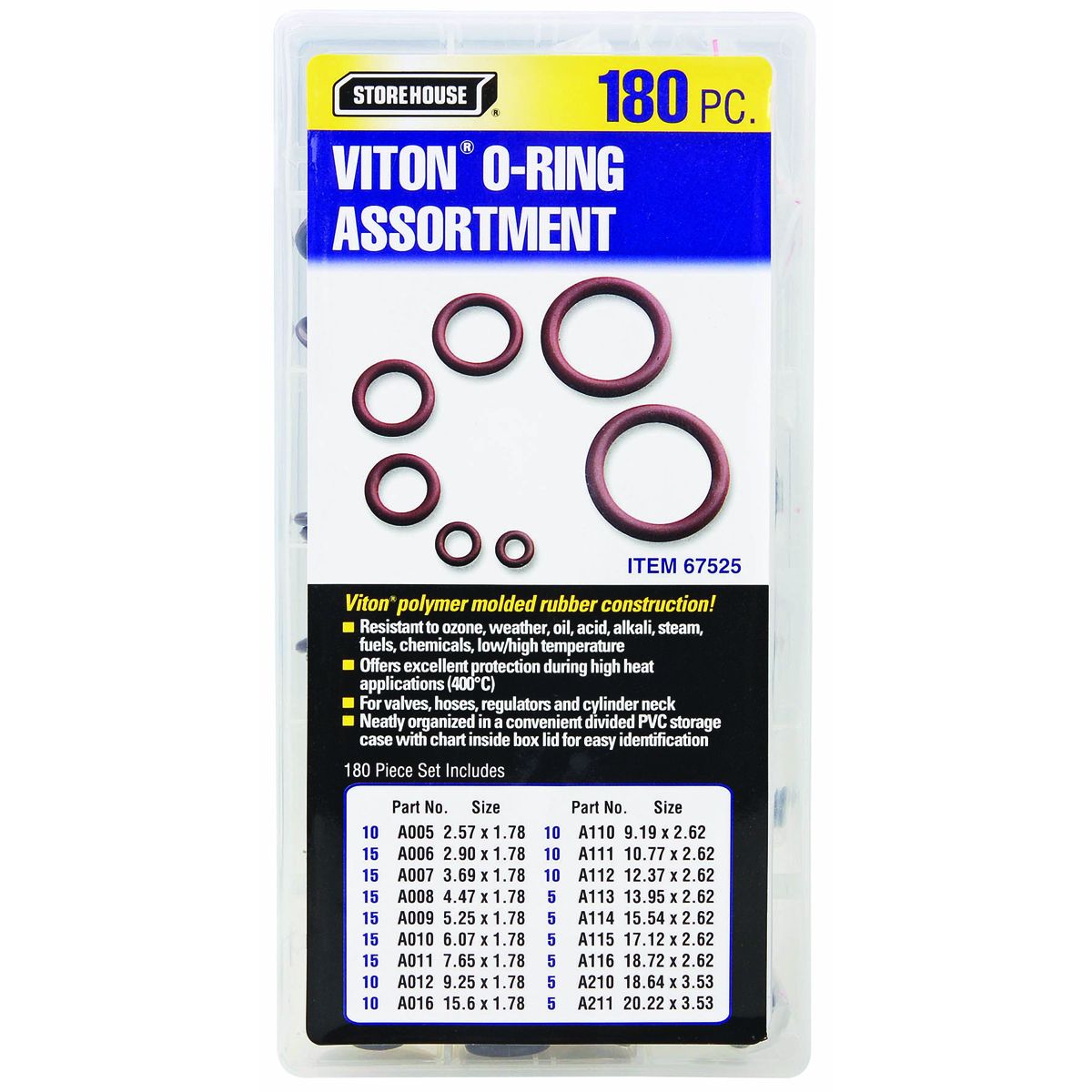 180 Piece Viton O-Ring Kit