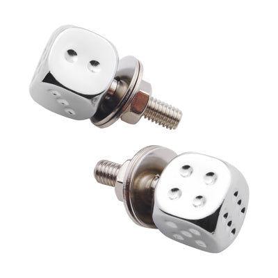 2-Pack of Chrome Dice License Plate Fasteners