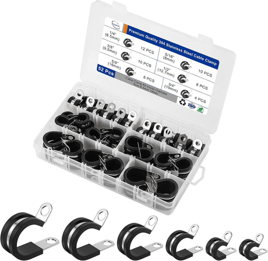52 pcs Stainless Steel Cable Clamp Kit/Wire Clamps