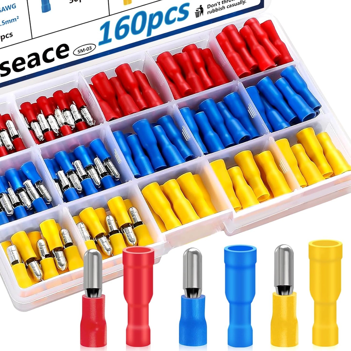 160 Bullet Connectors - Female & Male Wire Connectors 22-10AWG