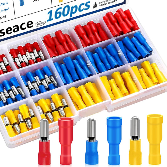 160 Bullet Connectors - Female & Male Wire Connectors 22-10AWG