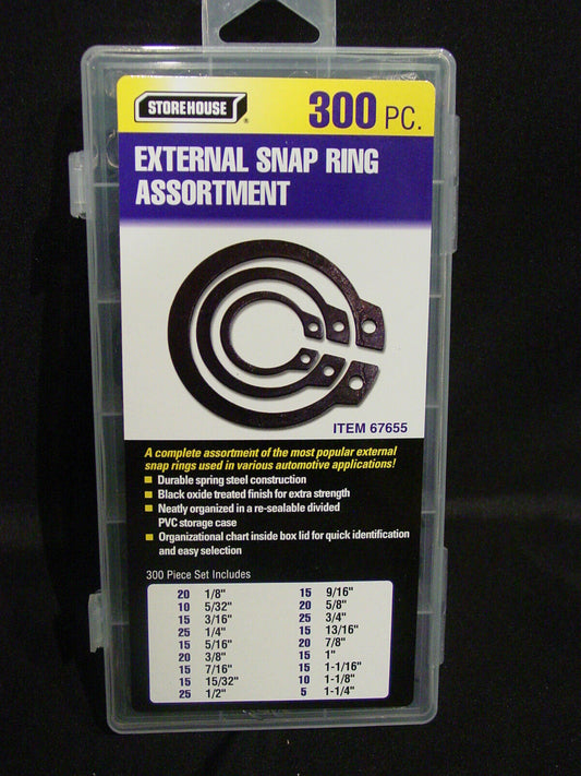 300 PC EXTERNAL SNAP RING ASSORTMENT
