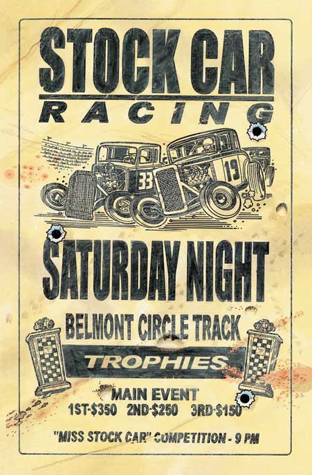Stock Car Racing Poster Sign