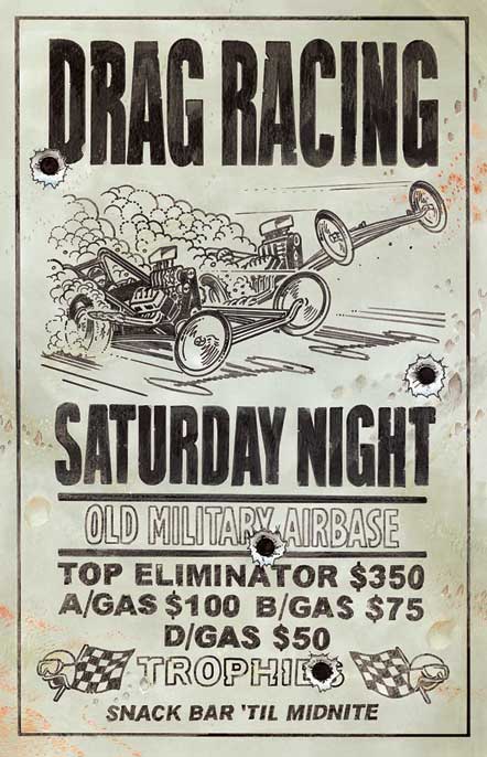 Drag Racing Saturday Night Ruckus Poster Sign