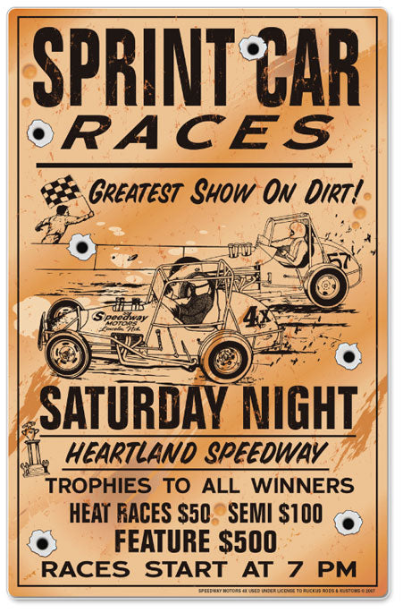 Sprint Car Races Poster Sign